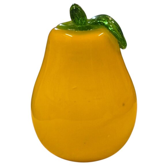 Glass Pear Handcrafted Yellow Green Fruit Figurine Sculpture 4 Inch - Picture 3 of 16